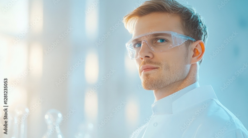 Fototapeta premium visualize scientist working diligently in modern laboratory examining samples with advanced equipment