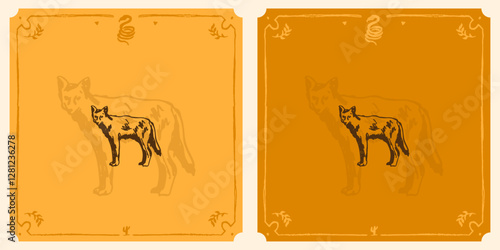 Coyote jackal wolf clipart rustic trendy stylish