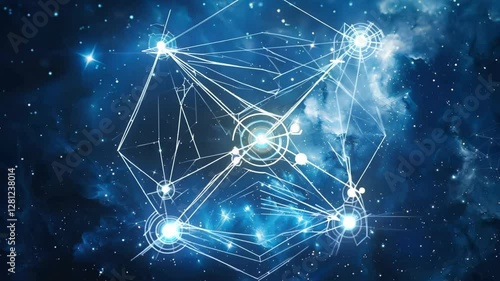 Dynamic cosmic geometries evolving in mesmerizing space nebula