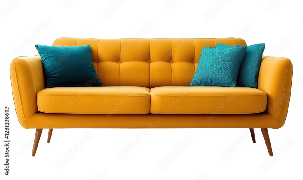 Fototapeta premium An orange three seater sofa