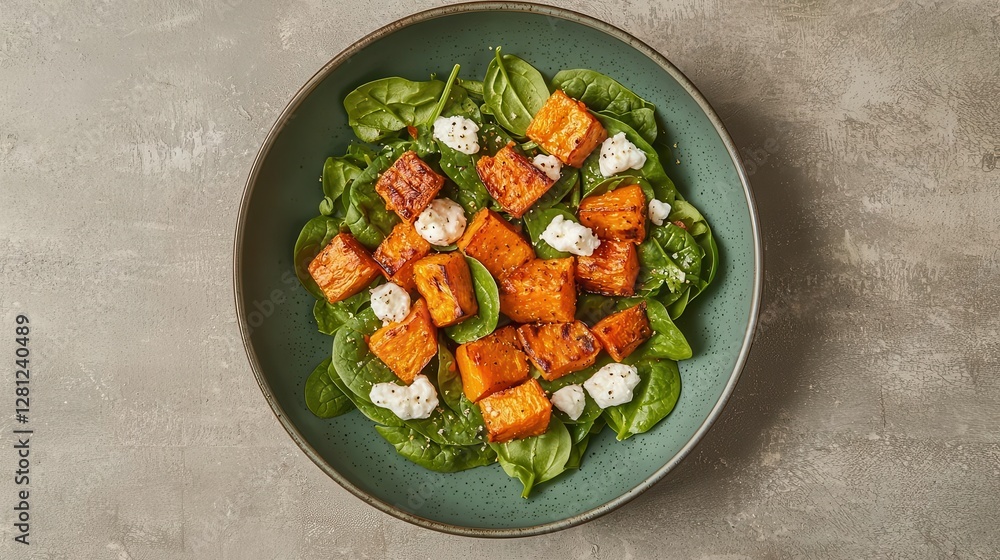Roasted Sweet Potato and Spinach Salad with Goat Cheese Roasted Sweet Potato and Spinach Salad with Goat Cheese