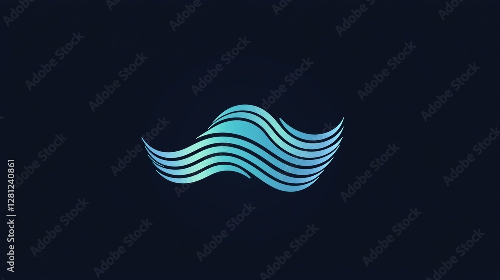 Obraz premium Wave Textured Logo Isolated on Dark Background