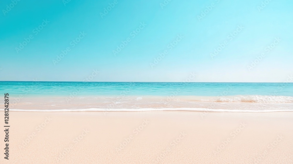 serene empty sandy beach under clear blue sky sunlight gently shimmering on tranquil ocean waves serene empty sandy beach under clear blue sky sunlight gently shimmering on tranquil ocean waves