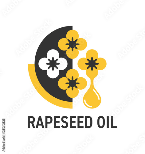 Rapeseed or Canola oil logo template for food or biofuel