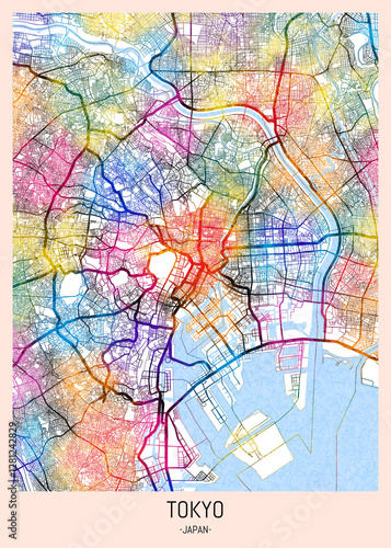 Photography Tokyo Japan City Map, district banner, business modern landmark, neighborhood pa