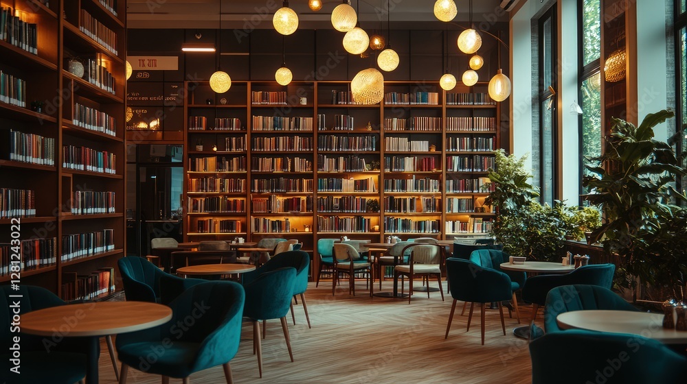 Outside, a terrace adorned with string lights offers a breathtaking view of the city skyline, where couples and friends gather under the stars. Outside, a terrace adorned with string lights offers a breathtaking view of the city skyline, where couples and friends gather under the stars.