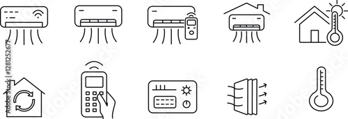 Air Conditioning and Climate Control Icons for Smart Home Systems.