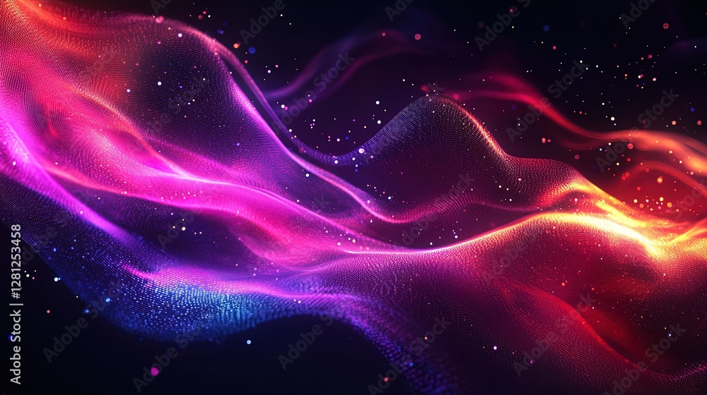 Obraz premium Abstract tech background with glowing data flow, network connections, and futuristic design elements