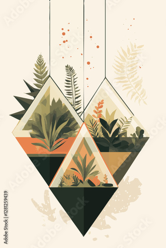 Colorful Terrarium, Simple Shapes and Vibrant Life