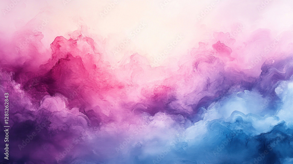 Fototapeta premium Watercolor wallpaper blending soft pastel hues of pink, lavender, and blue for a dreamy effect
