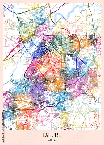 Wallpaper Mural Lahore Pakistan City Map, district banner, business modern landmark, neighborhood paint travel, hometown downtown design, destination landmark Torontodigital.ca