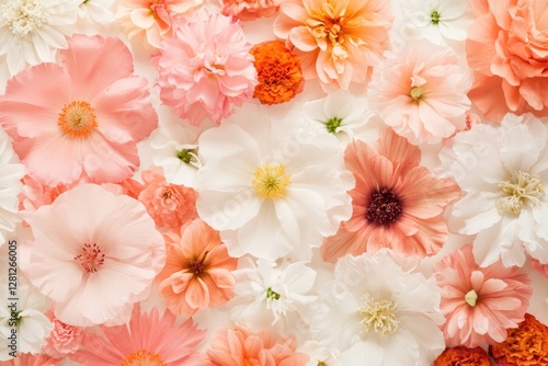 vibrant array of diverse floral patterns in harmonious hues lies against blank monochrome background