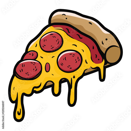 cartoon illustration of a pizza
