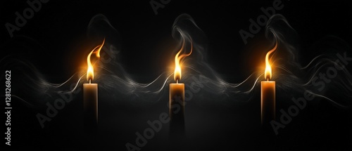 Wallpaper Mural Three burning candles with smoke trails on a black background. Torontodigital.ca