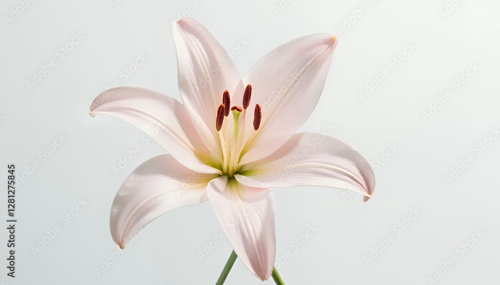 Naklejka premium Single lily blossom with soft shadows, isolated on a transparent background for elegance, ideal for refined and sophisticated designs