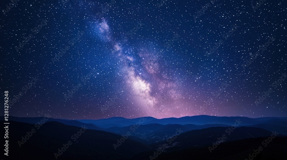 Milky Way over mountain range; a cosmic spectacle of stars, symbolizing vastness and exploration. Ideal for astronomy, travel, and inspirational themes. Milky Way over mountain range; a cosmic spectacle of stars, symbolizing vastness and exploration. Ideal for astronomy, travel, and inspirational themes.