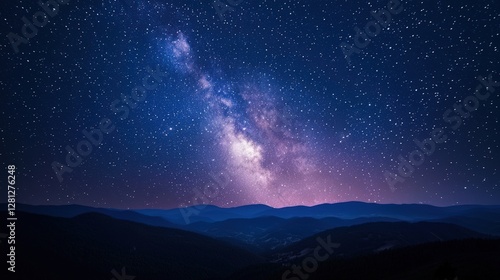 Wallpaper Mural Milky Way over mountain range; a cosmic spectacle of stars, symbolizing vastness and exploration. Ideal for astronomy, travel, and inspirational themes. Torontodigital.ca