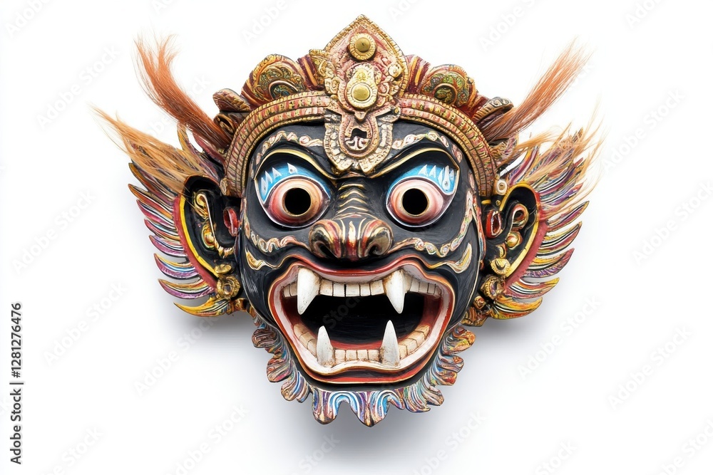 Naklejka premium Intricate Colorful Balinese Demon Mask