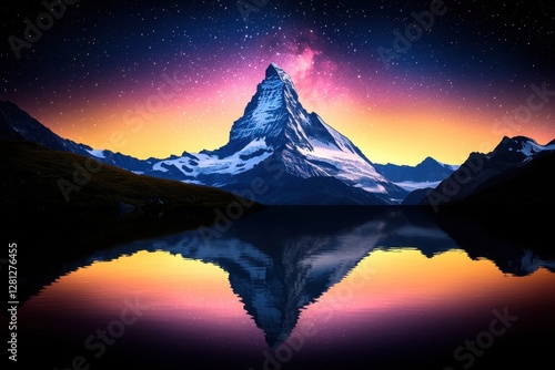 Sunset and sunrise over snowy mountains with mist, clouds, and a beautiful sky, capturing the serene landscape, forest, and peaks during the early morning and evening