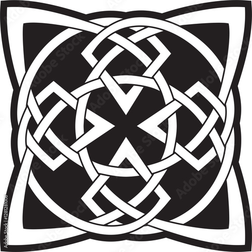 Vector black monochrome Celtic knot. Ornament of ancient European peoples. The sign and symbol of the Irish, Scots, Britons, Franks.