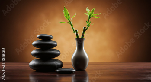 zen stones and bamboo