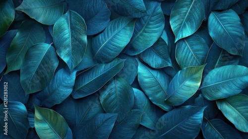 Wallpaper Mural Deep Green Glossy Leaves Isolated on Rich Background with Copy Space Torontodigital.ca