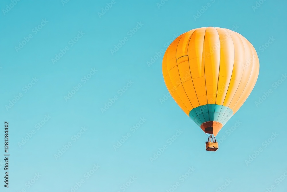 Fototapeta premium vibrant hot air balloon floating gracefully against clear blue sky scene vibrant and inviting