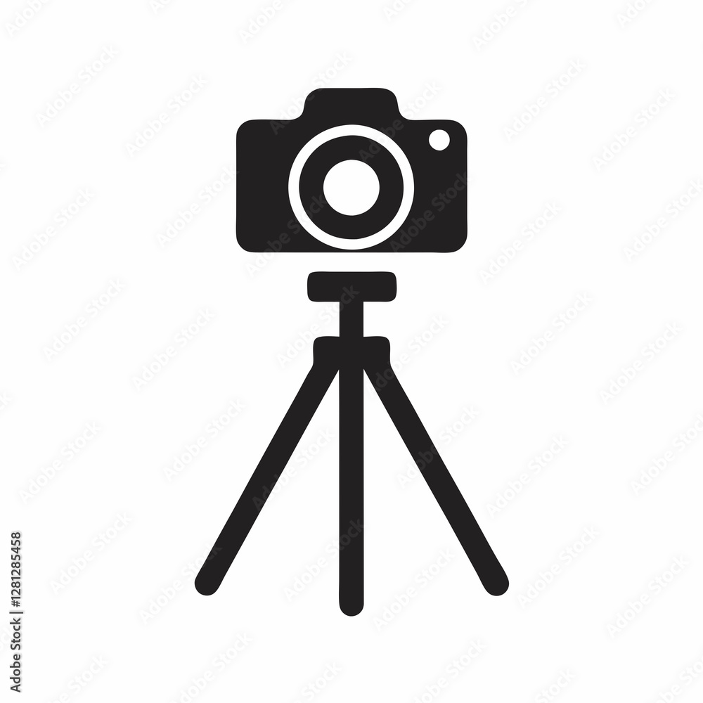 Minimalist Camera Tripod Icon for Photography. Minimalist Camera Tripod Icon for Photography.