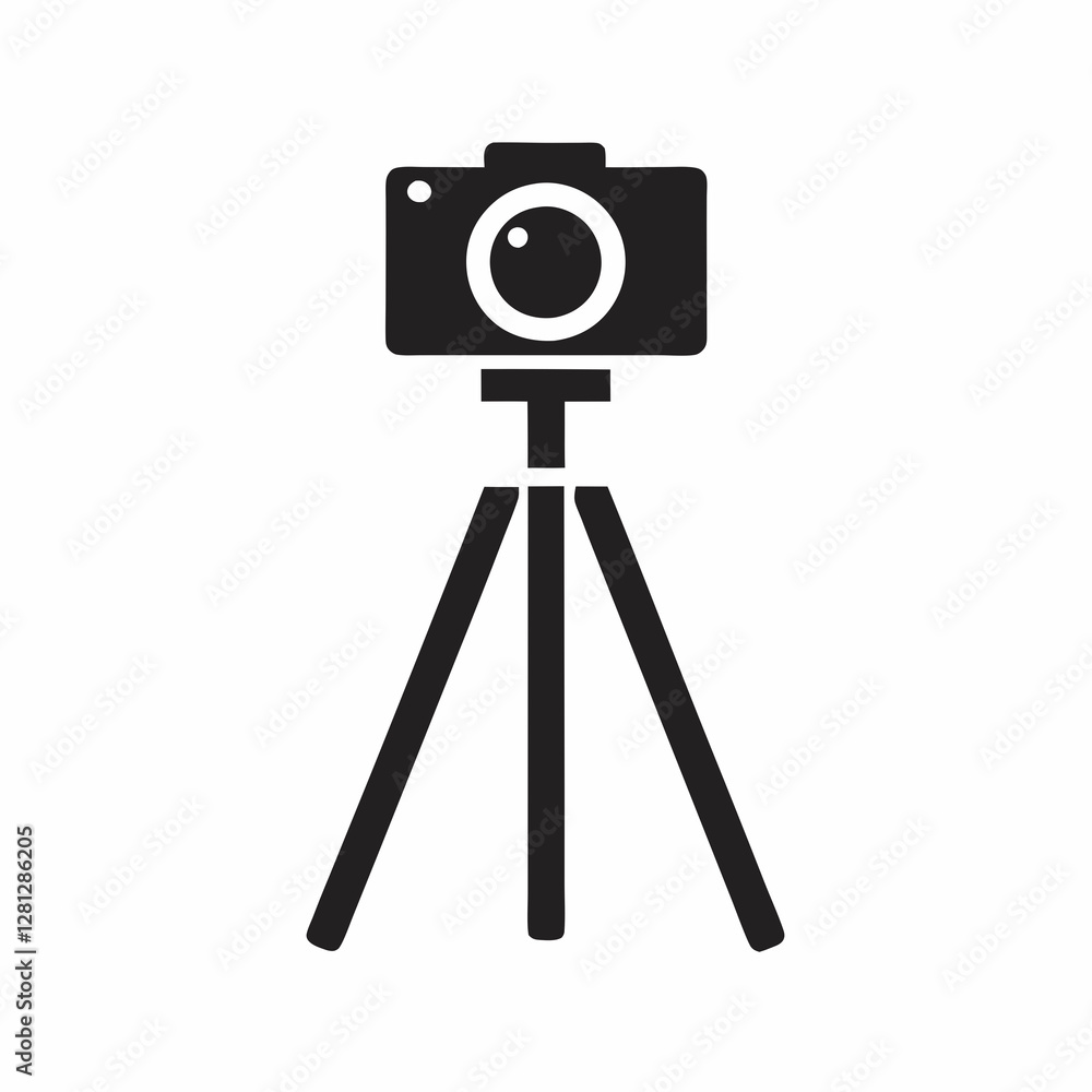 Minimalist Camera Tripod Icon for Photography. Minimalist Camera Tripod Icon for Photography.