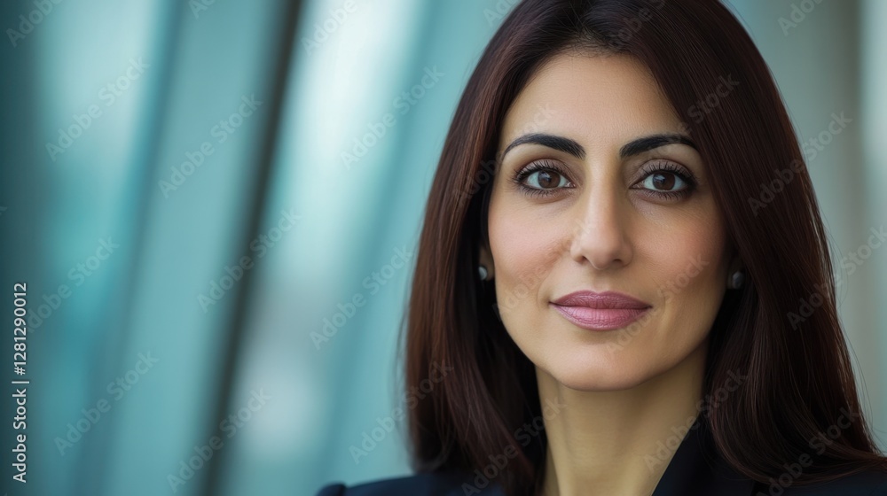 Portrait of a person with long brown hair, wearing a dark blazer. Soft lighting, blurred teal background Portrait of a person with long brown hair, wearing a dark blazer. Soft lighting, blurred teal background