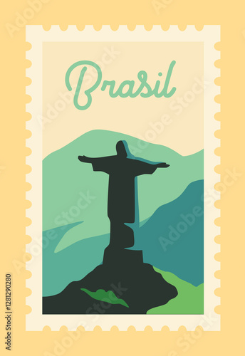 Brazil postage stamp illustration. Vector illustration
