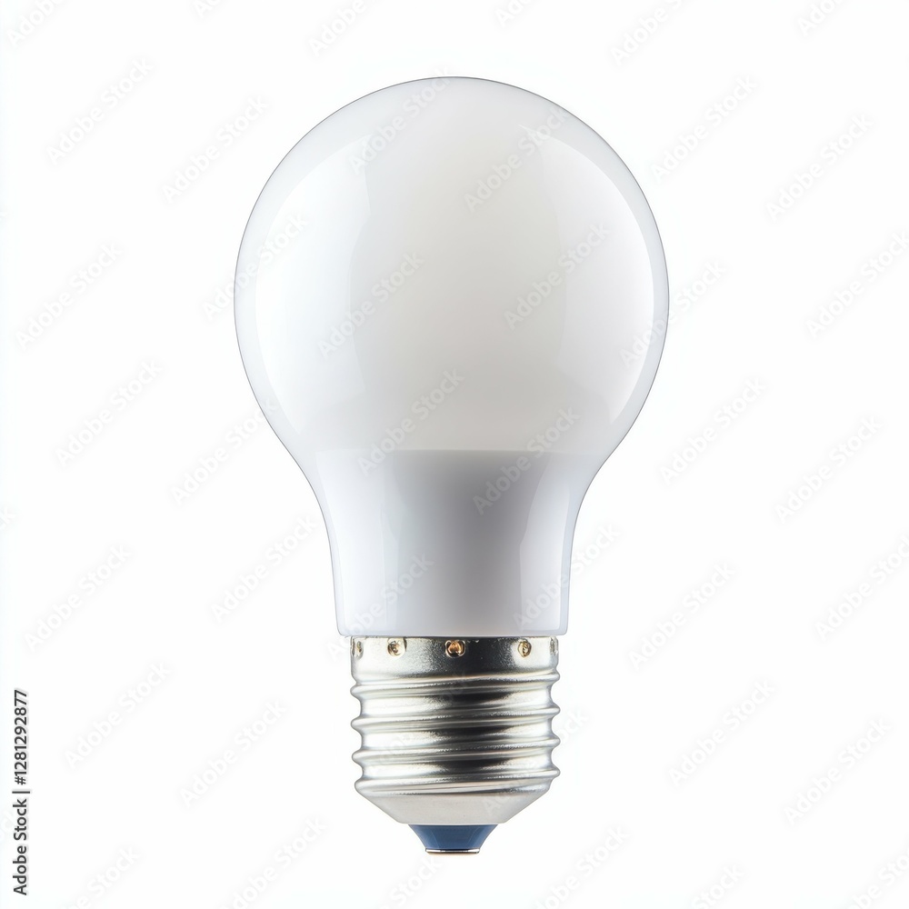 One Led Light Bulb On. Isolated Light Bulb on White Background for Idea and Inspiration One Led Light Bulb On. Isolated Light Bulb on White Background for Idea and Inspiration