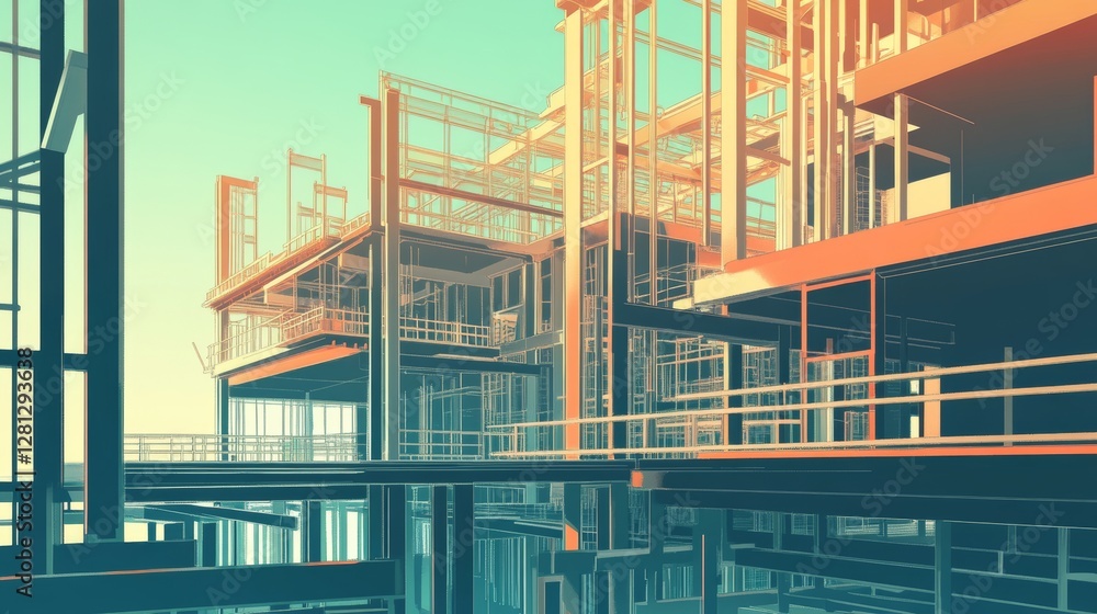 Construction Project Showcasing Modern Architecture With Scaffolding and Concrete Structure in an Urban Environment During Daylight Hours Construction Project Showcasing Modern Architecture With Scaffolding and Concrete Structure in an Urban Environment During Daylight Hours