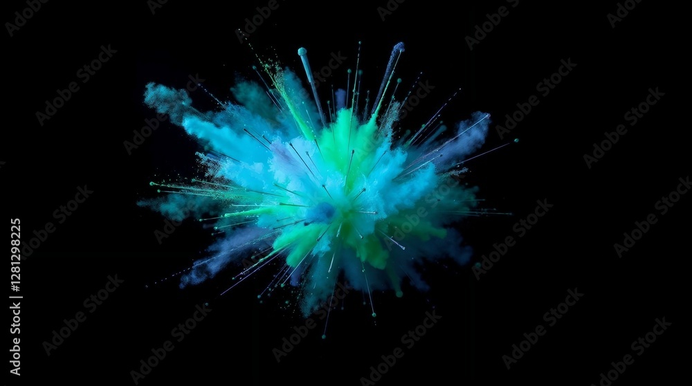 Naklejka premium abstract blue ink movement on deep black canvas for visual arts