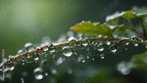 Wallpaper Mural Dewdrops Glistening on Green Leaves After Rainfall in a Lush Garden Torontodigital.ca