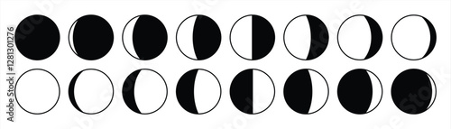 Phases of the Moon in a Detailed Illustrative Sequence