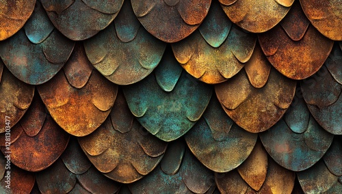 Wallpaper Mural Detailed copper dragon scales pattern, abstract background Torontodigital.ca