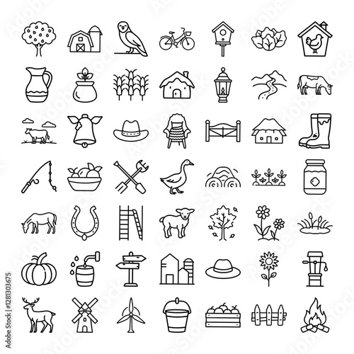 Farm Life Icons Countryside, Animals, Agriculture, Nature, Rural