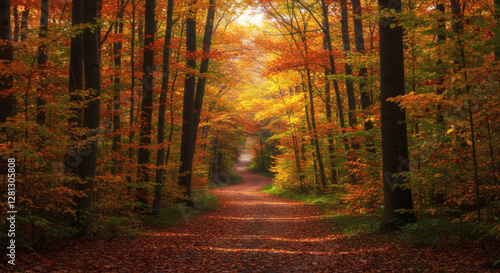 autumn forest in the morning