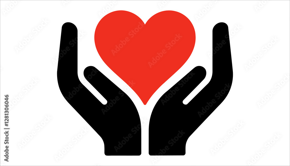 Love and Care Concept with Hands and Heart Vector Love and Care Concept with Hands and Heart Vector
