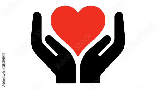 Love and Care Concept with Hands and Heart Vector