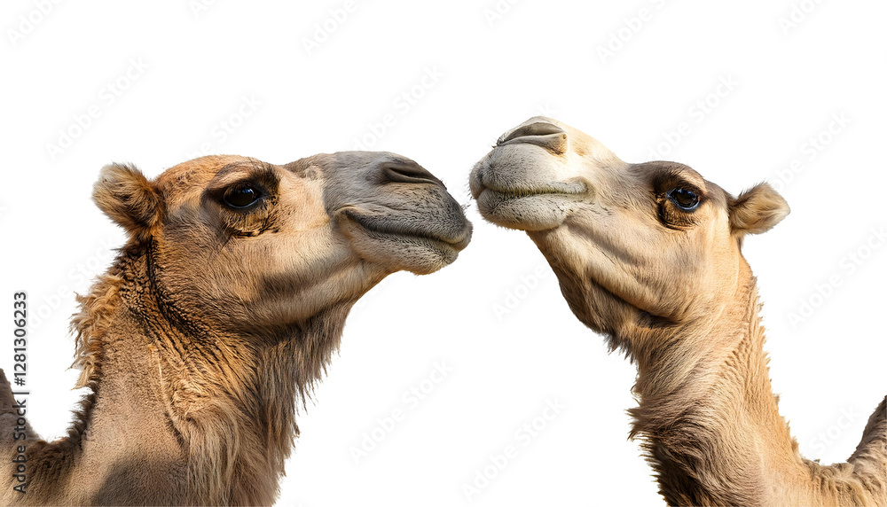 Obraz premium Two camels isolated on white background