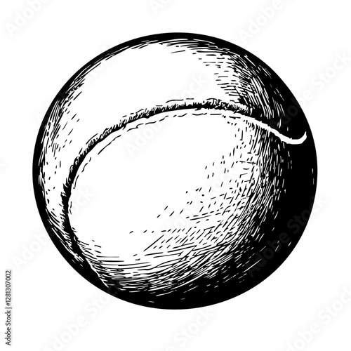 Hand-Drawn Tennis Ball Icon – Sports Sketch Illustration