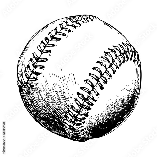 Hand-Drawn Baseball Icon – Sports Sketch Illustration