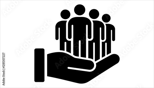 Hand Holding Silhouettes of People Vector for Care and Protection