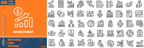 Investment Line Editable Icons set. Vector illustration in modern thin line style of investment icons: loan, cash, saving, etc