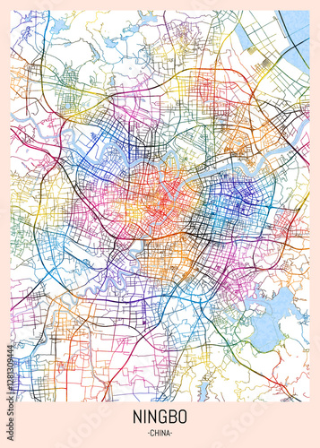 Wallpaper Mural Ningbo China City Map, district banner, business modern landmark, neighborhood paint travel, hometown downtown design, destination landmark Torontodigital.ca