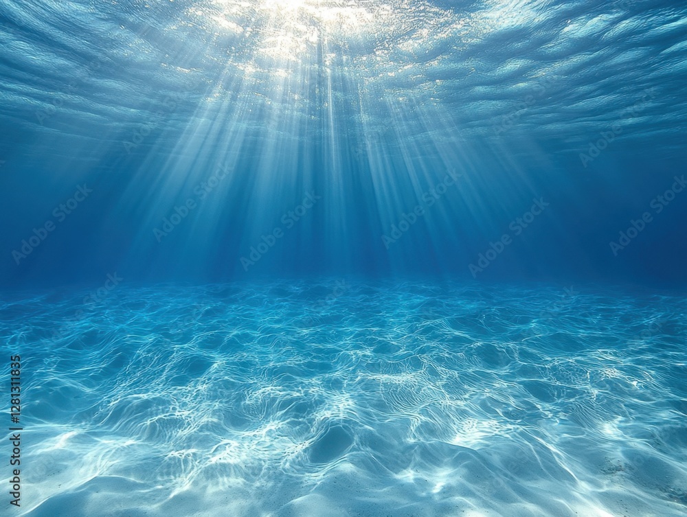 Underwater Serenity Sunlit Ocean Floor with Gentle Ripples and Ethereal Light Rays Creating a Calm and Peaceful Marine Atmosphere Underwater Serenity Sunlit Ocean Floor with Gentle Ripples and Ethereal Light Rays Creating a Calm and Peaceful Marine Atmosphere