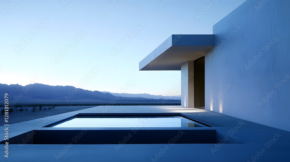 Fototapeta premium Modern Desert House Minimalist Architecture Pool Landscape