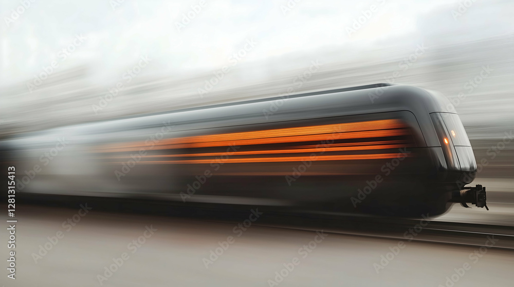 Fototapeta premium Modern high-speed train rushes forward. Motion effect and blur effect.